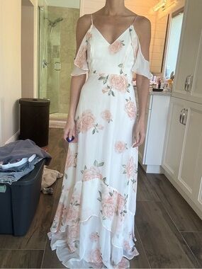 Lulus White Floral Print Flutter Sleeve Maxi Dress